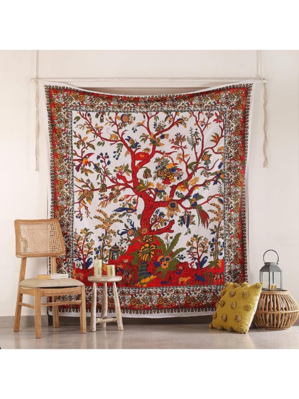 King Size Tree of Life Tie Dye Tapestry - Psychedelic Bohemian Wall Decor 90x108